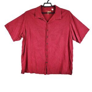 Men's Red Caribbean Shirt Hawaiian Short Sleeve Button Up Size 3XT